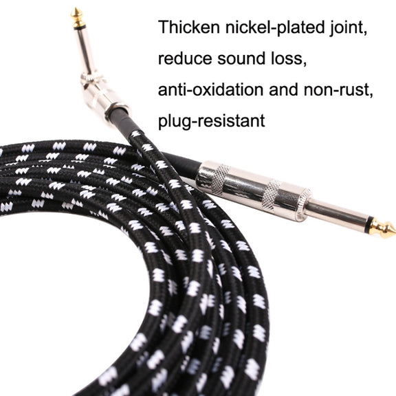 Guitar Connection Wire Folk Bass Performance Noise Reduction Elbow Audio Guitar Wire, Size: 6m(Black White)