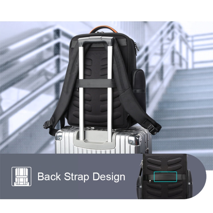Bopai 61-86611 Multifunctional Wear-resistant Anti-theft Laptop Backpack with USB Charging Hole(Black)