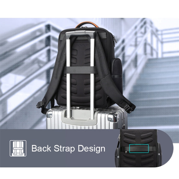 Bopai 61-86611 Multifunctional Wear-resistant Anti-theft Laptop Backpack with USB Charging Hole(Black)
