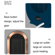 XH-1201 Winter Desktop Small Heater Quiet Fast Heat PTC Electric Heater, CN Plug(White)