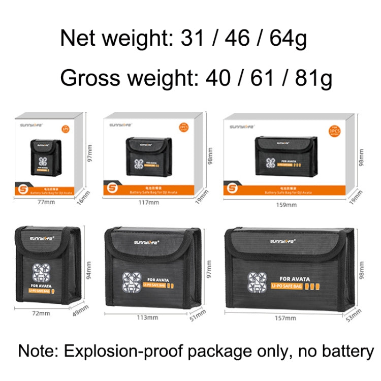 Sunnylife AT-DC479 Put 3 Batteries Battery Explosion-proof Bag For DJI Avata