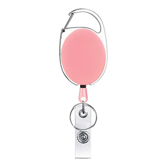 68cm Retractable Pull Badge Reel Zinc Alloy ID Lanyard Name Tag Card Badge Holder(Pink)