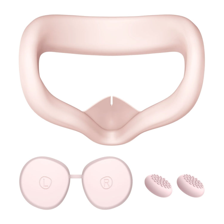 VR Silicone Eye Mask+Lens Protective Cover+Joystick Hat, For Meta Quest 2(Pink)