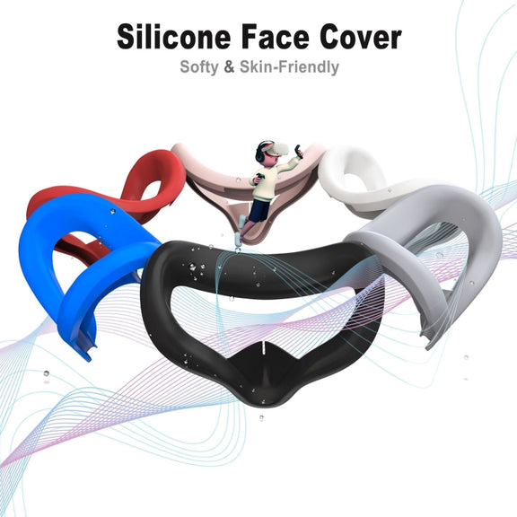 VR Silicone Eye Mask+Lens Protective Cover+Joystick Hat, For Meta Quest 2(Pink)