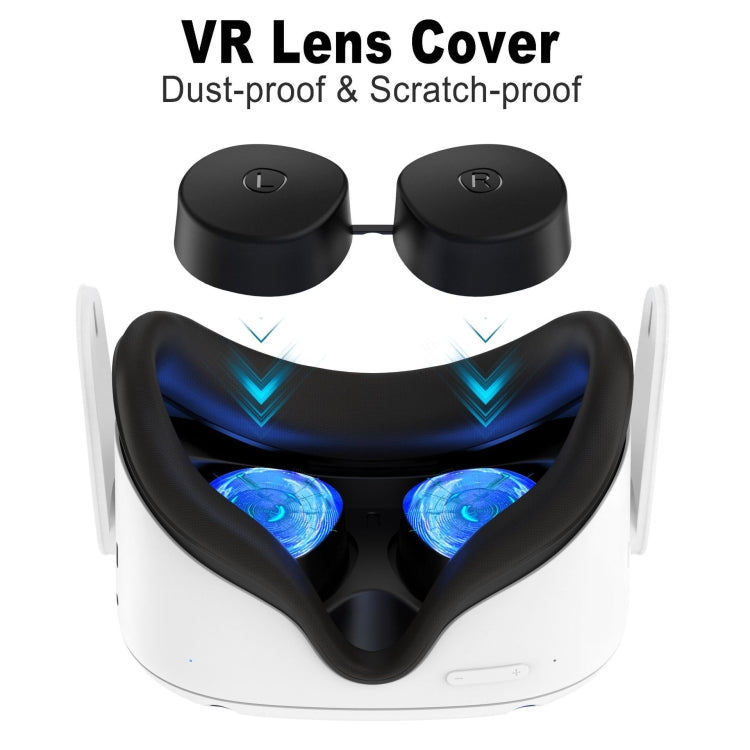 VR Silicone Eye Mask+Lens Protective Cover+Joystick Hat, For Meta Quest 2(Pink)
