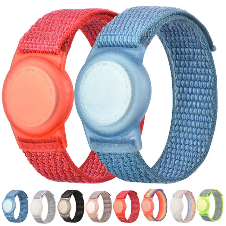 220mm  For AirTag Tracker Child Adult Nylon Strap Wristband Protective Case (Rainbow)