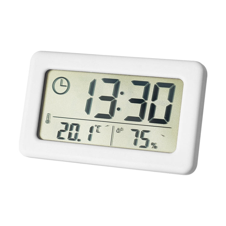 YD005 Mini Light and Thin LCD Screen Temperature/Humidity Meter Electronic Clock(White)