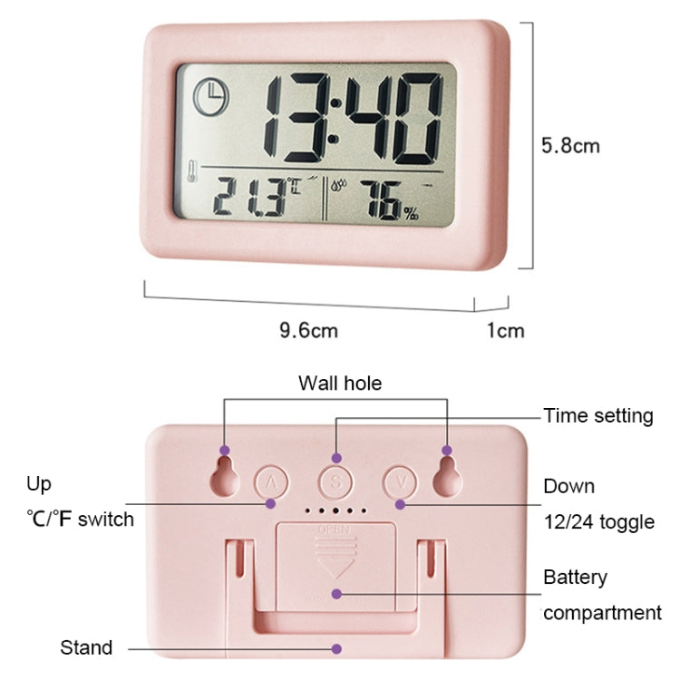 YD005 Mini Light and Thin LCD Screen Temperature/Humidity Meter Electronic Clock(Red)