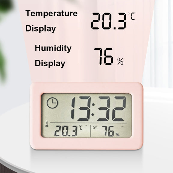 YD005 Mini Light and Thin LCD Screen Temperature/Humidity Meter Electronic Clock(Black)