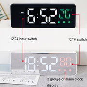0715 Voice-activated LED Mute Date Temperature Display Electronic Clock(Black Surface Blue Light)