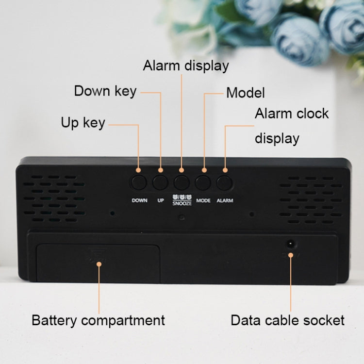 0715 Voice-activated LED Mute Date Temperature Display Electronic Clock(Black Surface Red Light)