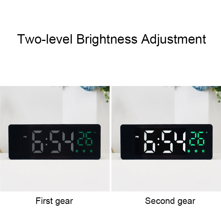 0715 Voice-activated LED Mute Date Temperature Display Electronic Clock(Black Shell Blue Light)