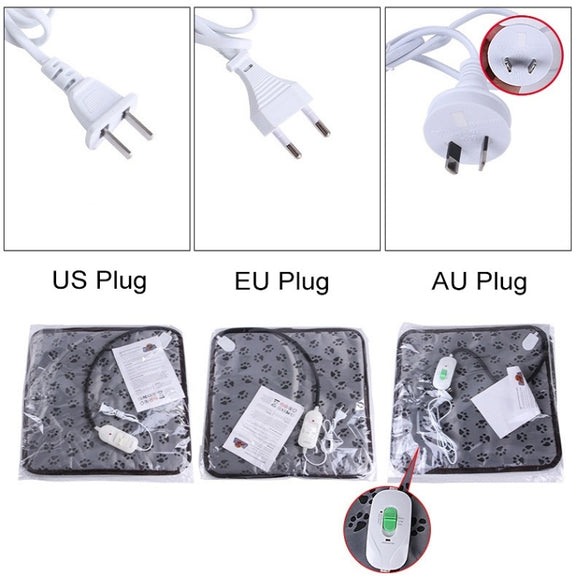 Water-resistant Bite-proof Wear-resistant Adjustable Temperature Pet Electric Blanket, Specification: 45x45cm(AU Plug Flower)
