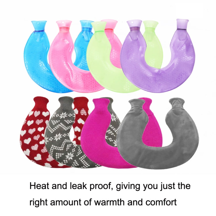 U-shaped PVC Hot Compress Shoulder And Neck Explosion-proof Water Injection Hot Water Bag(Blue + Coffee Crystal)