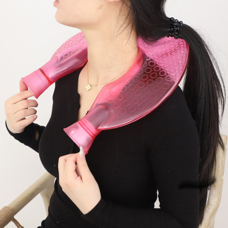 U-shaped PVC Hot Compress Shoulder And Neck Explosion-proof Water Injection Hot Water Bag(Blue + Navy Crystal)