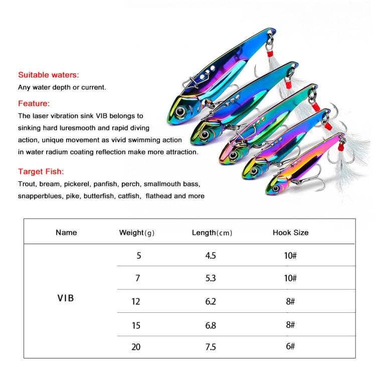 PROBEROS DW559 Colorful VIB Sequenant Far Subsidine Lure Bait, Specification: 20g