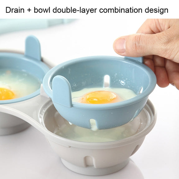 Two-compartment Steamed Egg Box Microwave Steamed Egg Plate  Egg Mold(Orange)