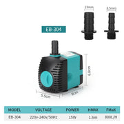 EB-304 15W Aquarium Submersible Water Pump Fountain Filter Fish Pond,EU Plug