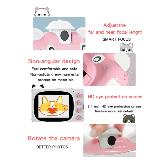KX01-1 Smart Photo and Video Color Digital Kids Camera without Memory Card(Pink+White)