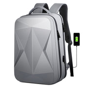 160 Large Capacity ABS Water-resistant Laptop Backpack with USB Charging Port(Light Grey)