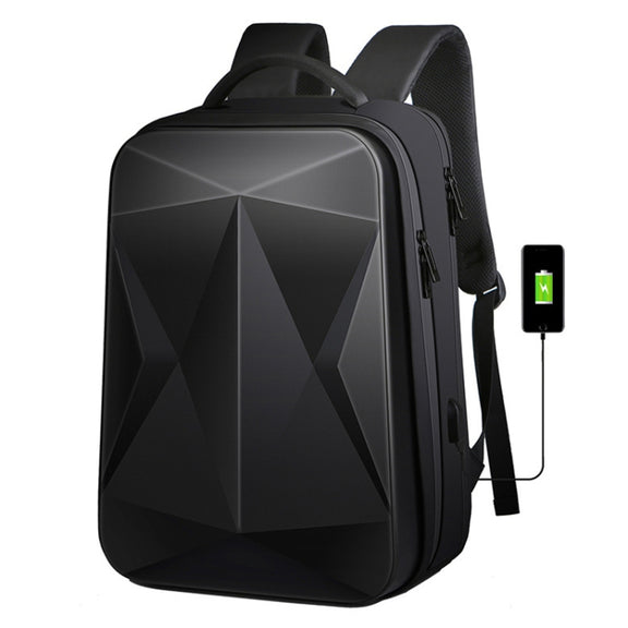 160 Large Capacity ABS Water-resistant Laptop Backpack with USB Charging Port(Black)