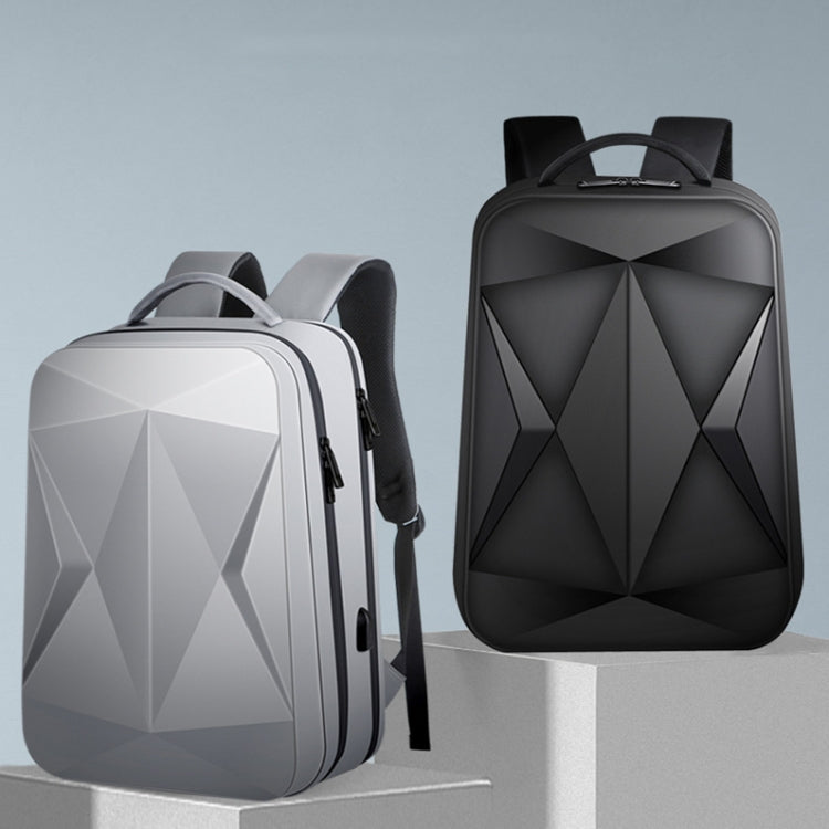 160 Large Capacity ABS Water-resistant Laptop Backpack with USB Charging Port(Black)