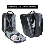 160 Large Capacity ABS Water-resistant Laptop Backpack with USB Charging Port(Black)