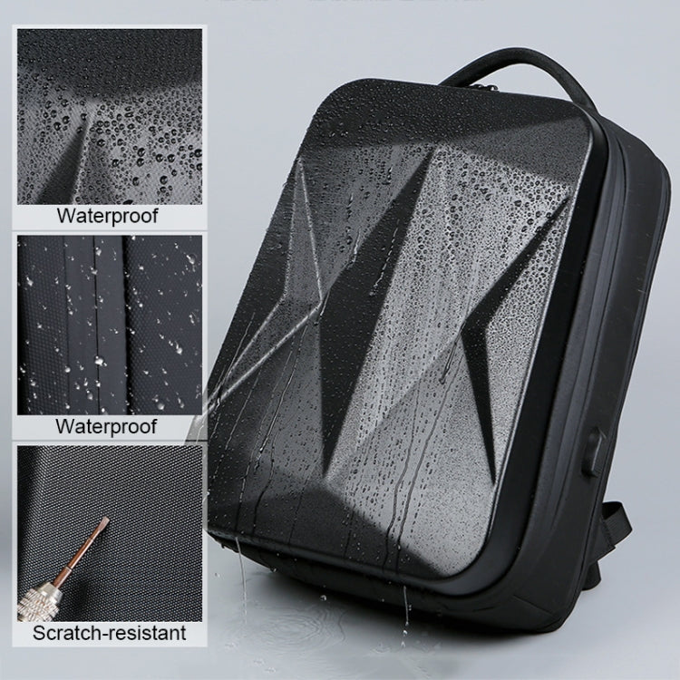 160 Large Capacity ABS Water-resistant Laptop Backpack with USB Charging Port(Black)