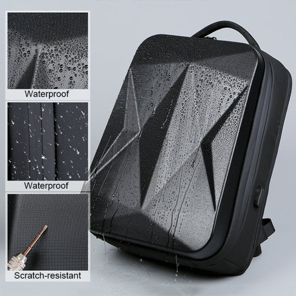 160 Large Capacity ABS Water-resistant Laptop Backpack with USB Charging Port(Black)