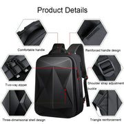 160 Large Capacity ABS Water-resistant Laptop Backpack with USB Charging Port(Black)