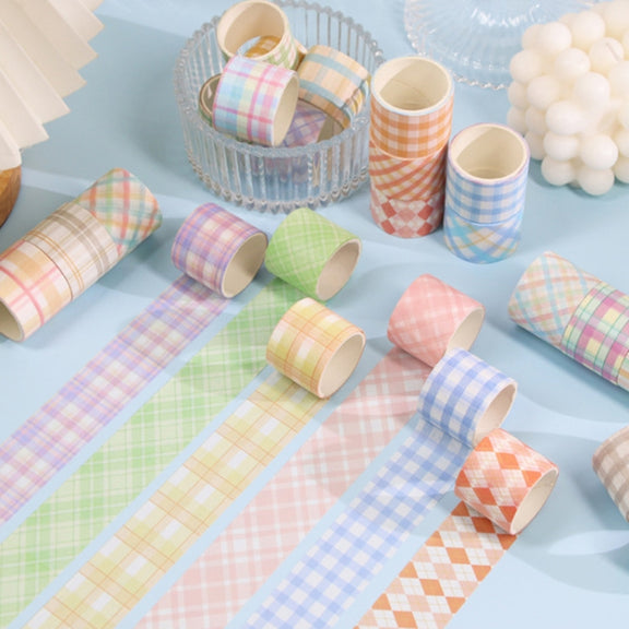 60 Rolls 1.5cm x 2m Small Fresh Lattice Salt Series Hand Account Tape Set