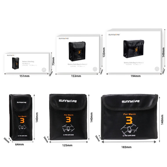 For Mavic 3 Sunnylife M3-DC105 2 In 1 Batteries Safe Storage Explosion-proof Bags