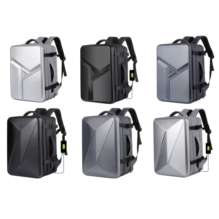 Large-capacity Water-resistant Expandable Hard Shell Backpack with USB Charging Hole(162 Deep Gray)