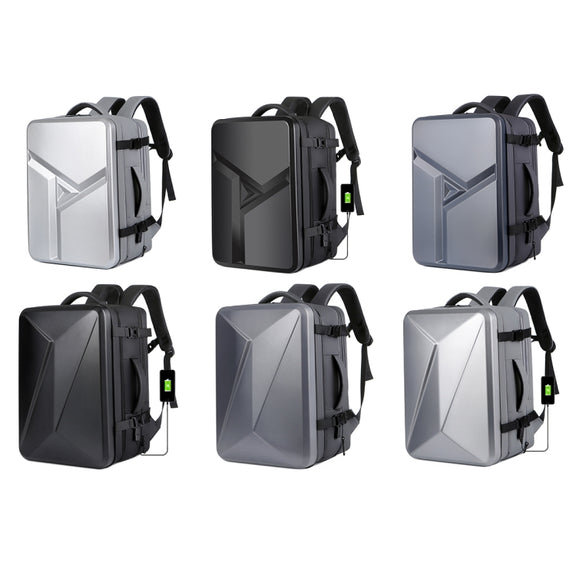 Large-capacity Water-resistant Expandable Hard Shell Backpack with USB Charging Hole(162 Deep Gray)