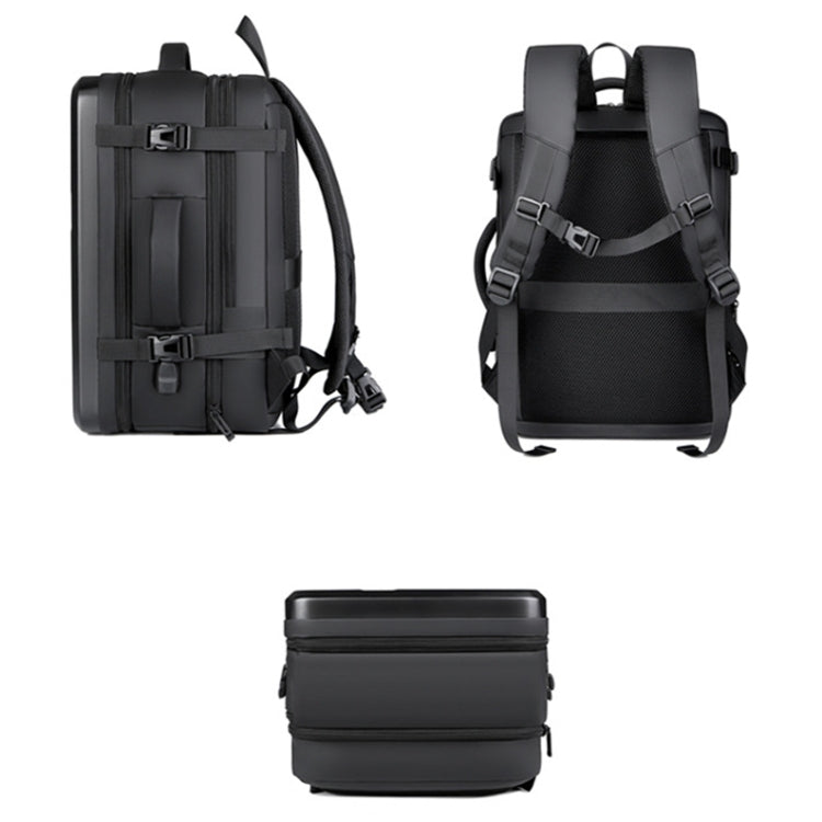 Large-capacity Water-resistant Expandable Hard Shell Backpack with USB Charging Hole(162 Light Gray)