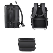 Large-capacity Water-resistant Expandable Hard Shell Backpack with USB Charging Hole(162 Light Gray)
