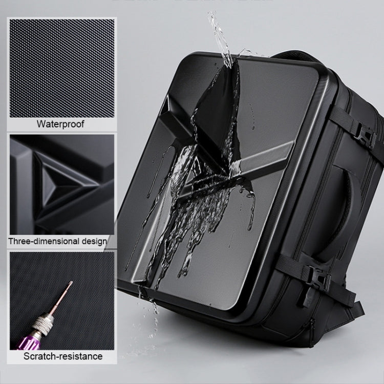 Large-capacity Water-resistant Expandable Hard Shell Backpack with USB Charging Hole(162 Deep Gray)