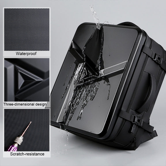 Large-capacity Water-resistant Expandable Hard Shell Backpack with USB Charging Hole(162 Light Gray)