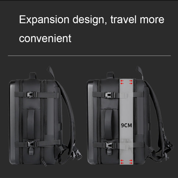 Large-capacity Water-resistant Expandable Hard Shell Backpack with USB Charging Hole(161 Dark Gray)