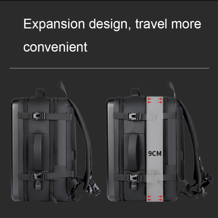Large-capacity Water-resistant Expandable Hard Shell Backpack with USB Charging Hole(162 Deep Gray)