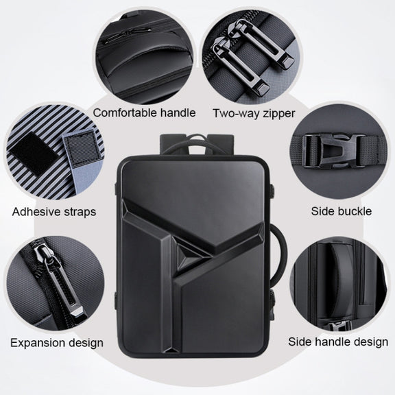 Large-capacity Water-resistant Expandable Hard Shell Backpack with USB Charging Hole(161 Dark Gray)