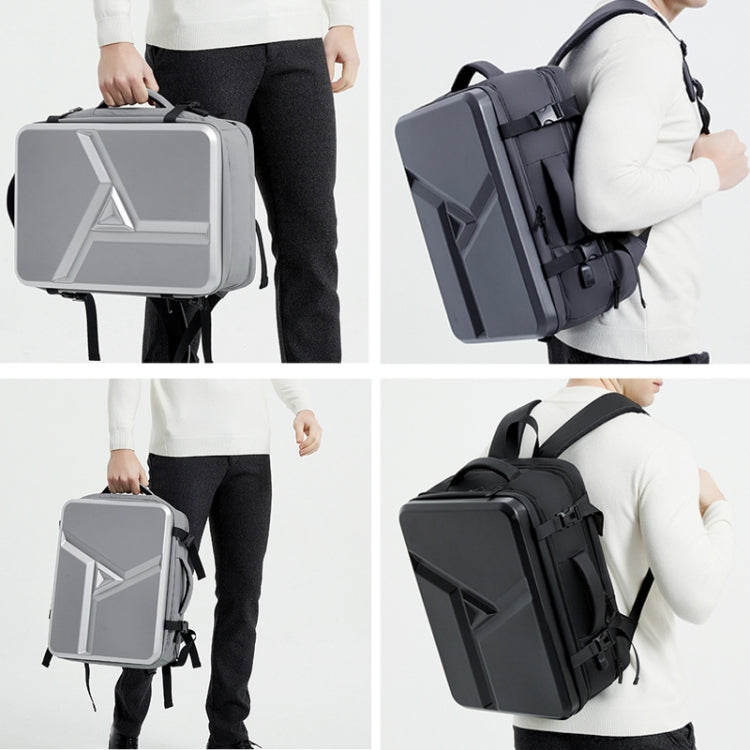 Large-capacity Water-resistant Expandable Hard Shell Backpack with USB Charging Hole(162 Light Gray)