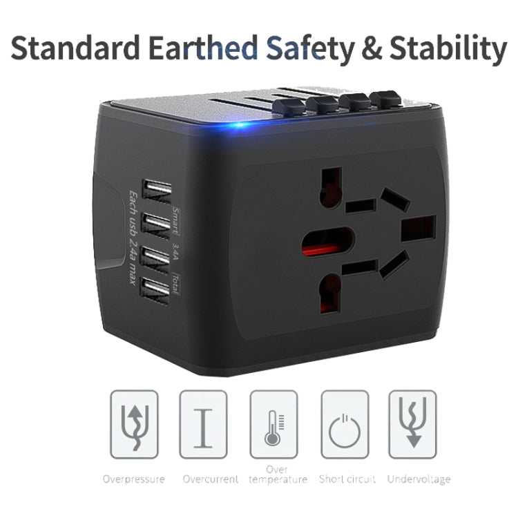 BMAX 199-04U Travel Multifunctional USB Converter 4 USB Universal Socket(Blue Black)