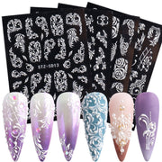 5D Three-dimensional Carved Nail Art Stickers Rose Pattern Embossed Nail Stickers(Stz-5D16)