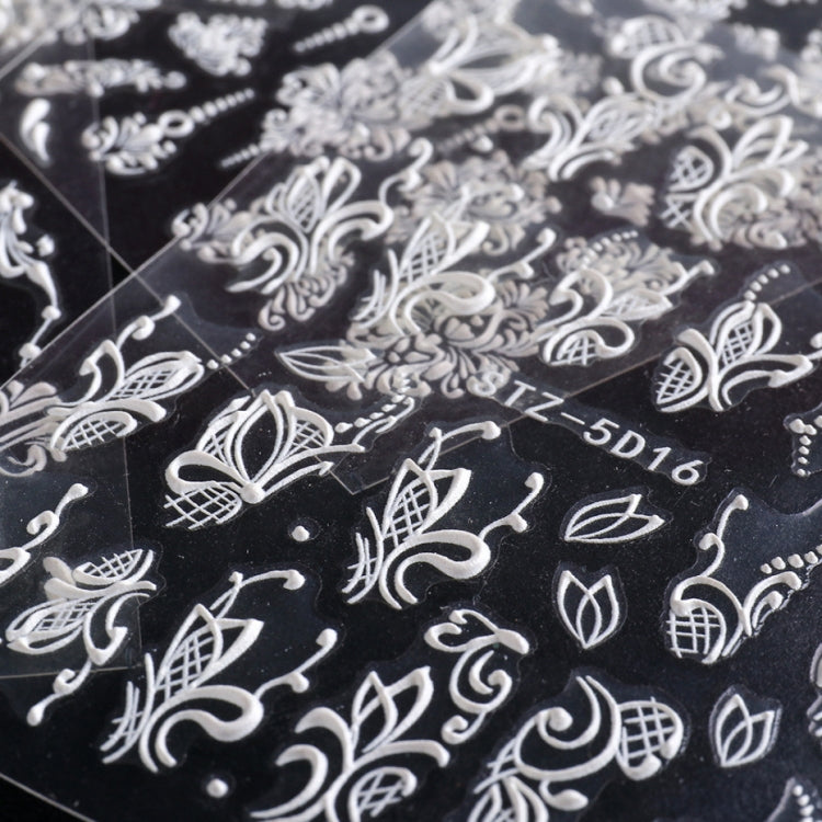 5D Three-dimensional Carved Nail Art Stickers Rose Pattern Embossed Nail Stickers(Stz-5D14)