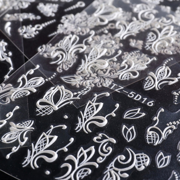 5D Three-dimensional Carved Nail Art Stickers Rose Pattern Embossed Nail Stickers(Stz-5D14)