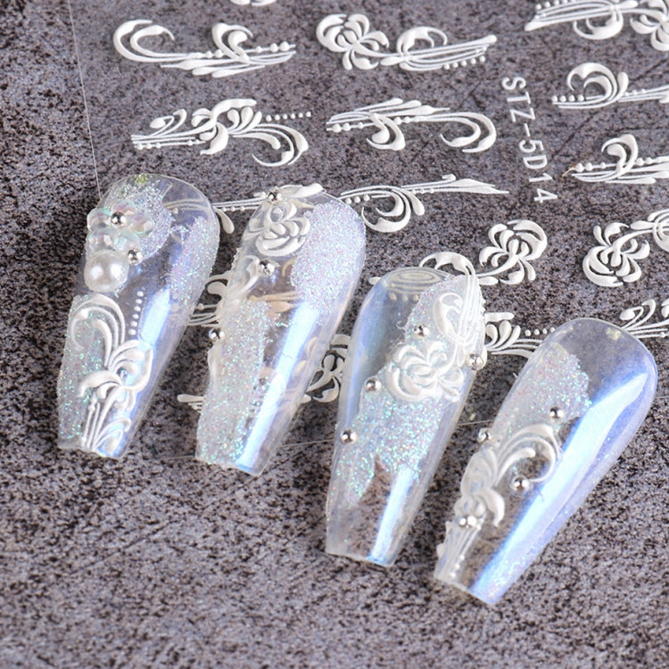5D Three-dimensional Carved Nail Art Stickers Rose Pattern Embossed Nail Stickers(Stz-5D15)