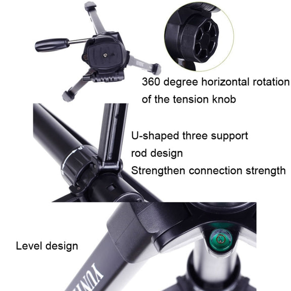 YUNTENG VCT-668RM Portable SLR Camera Tripod Mobile Phone Live Broadcast Support(Black)