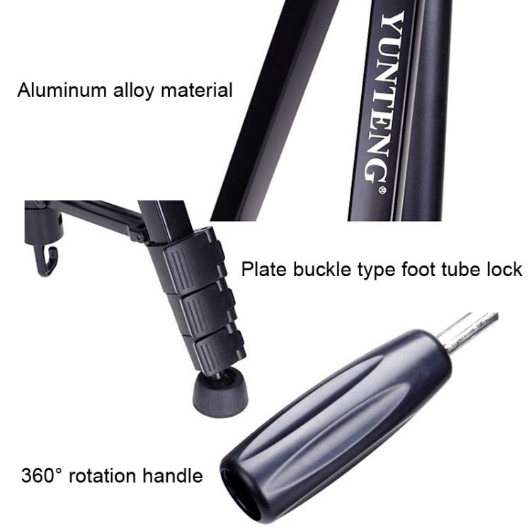 YUNTENG VCT-668RM Portable SLR Camera Tripod Mobile Phone Live Broadcast Support(Black)