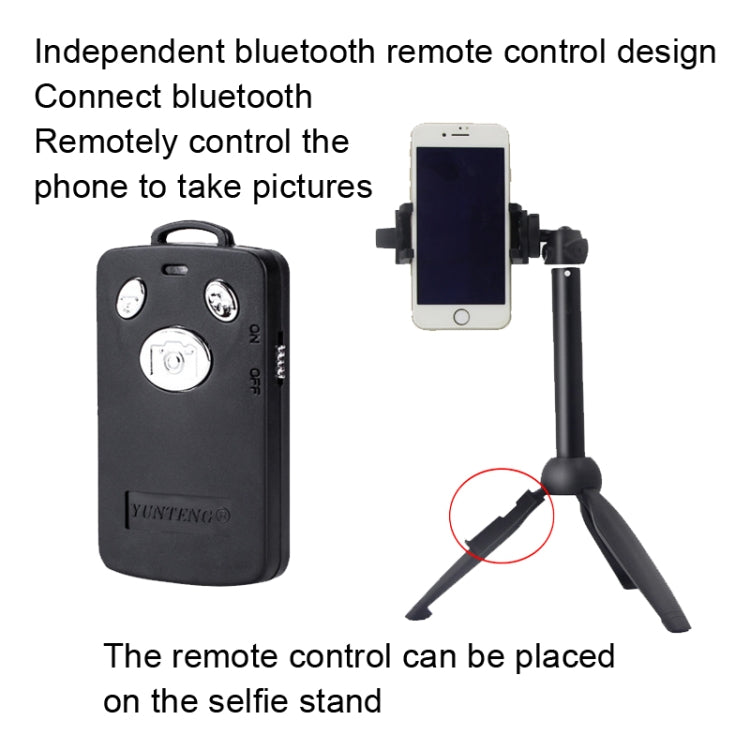 YUNTENG 9928 Mobile Phone Selfie Rod Tripod With Bluetooth Remote Control(20-100cm Black)